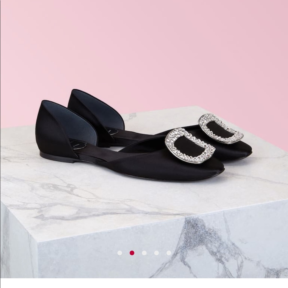 roger vivier black satin chip d’orsay 7.5 Neiman